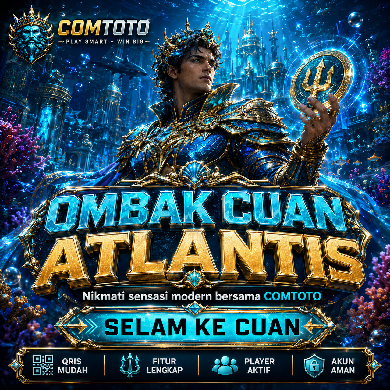 Banner COMTOTO Markas Cuan Abisal dengan tema markas bawah laut